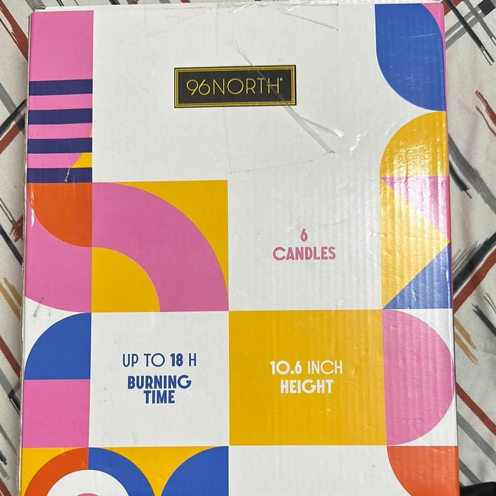 96 north decorative candles set- pack of 6 up to 18 hours burning time.